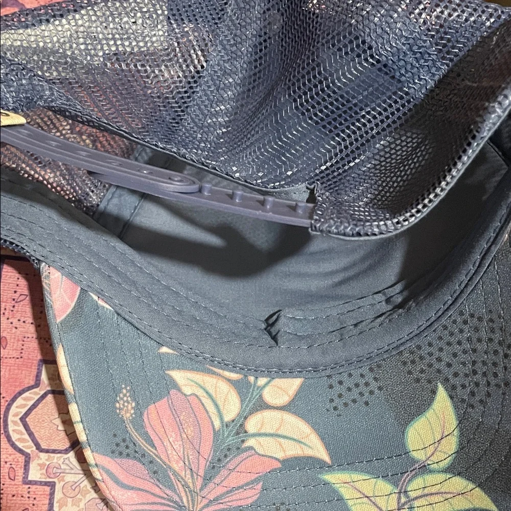 Roxy Blue Floral Cap with Pink and Orange Accents - Picture 3 of 4